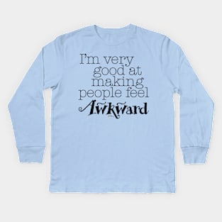 Feeling Awkward-black Kids Long Sleeve T-Shirt